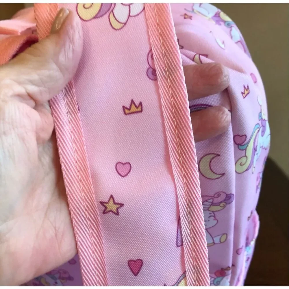 ACCMOR - NWT - Little Girls Canvas Backpack. Rainbows & Unicorns/Pink & Lavender